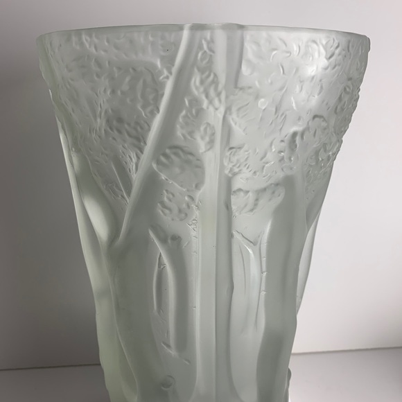 Vtg. Barolac Czech Josef Inwald Heavy Crystal Frosted Glass Forrest Vase 10" HTF - Picture 7 of 14